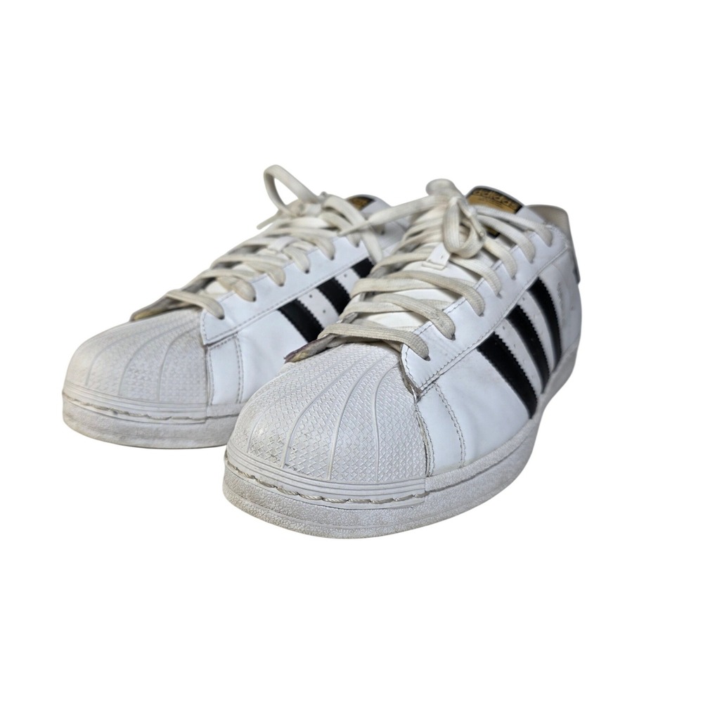 Adidas Originals Superstar White Black Gold C77124 Mens Low Top Sneakers Size 13